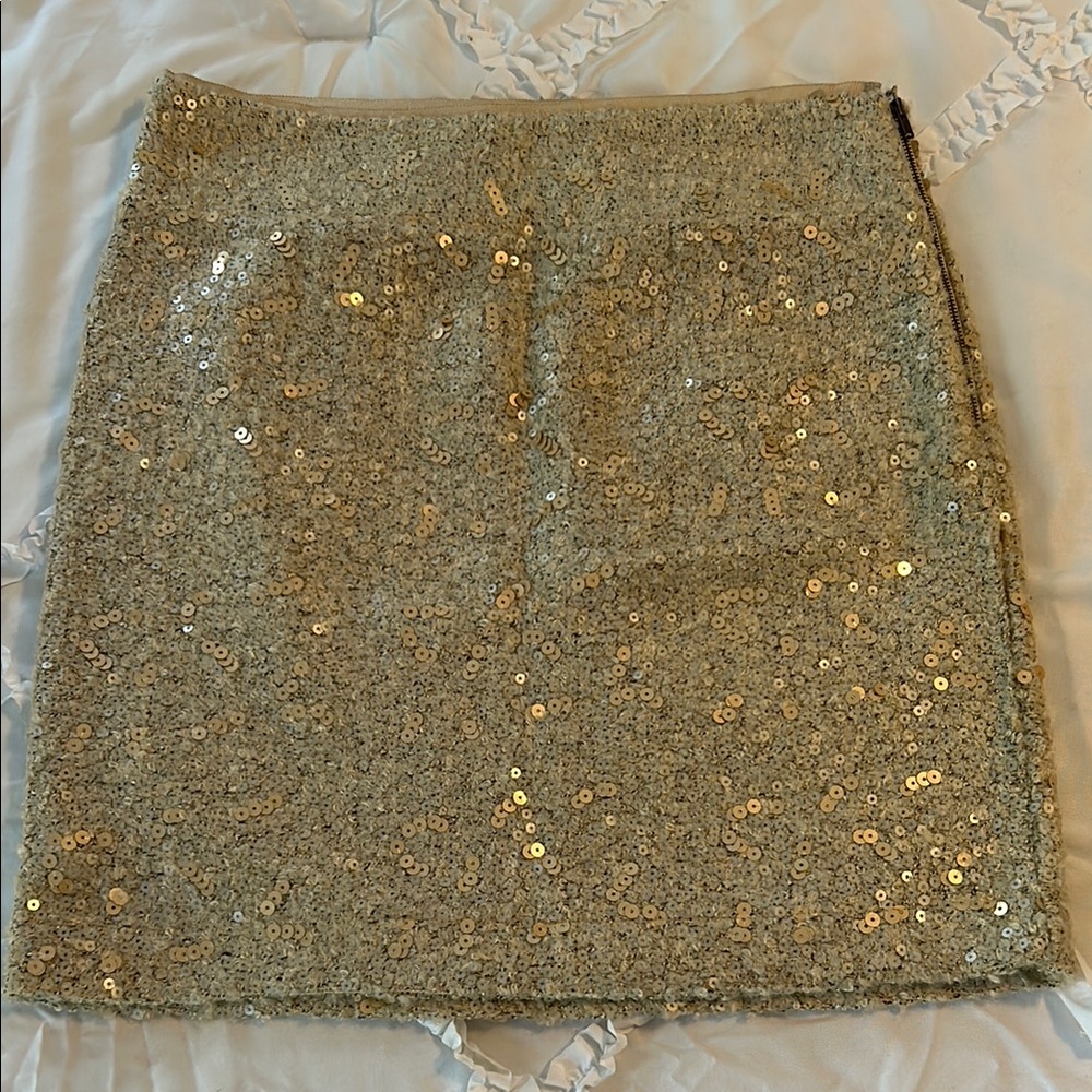 Banana Republic Gold Sequin Mini Skirt Cocktail Pencil